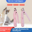 2 In 1 Pet Nail Clippers With Led Light Multifunction Trimmer