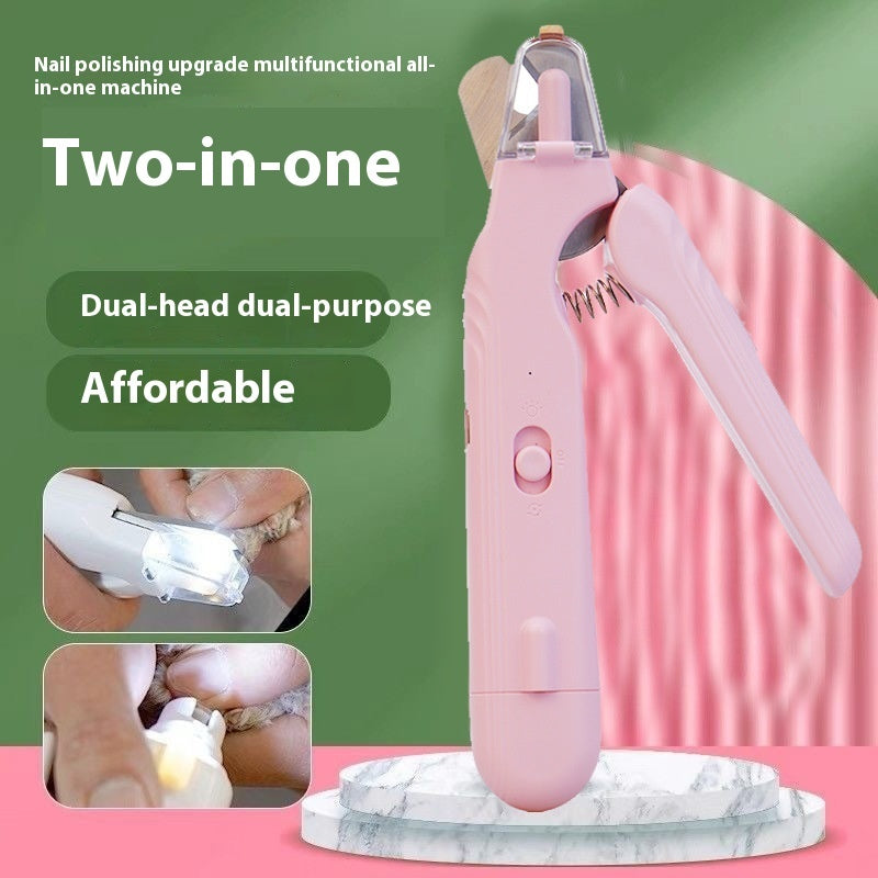2 In 1 Pet Nail Clippers With Led Light Multifunction Trimmer