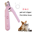 2 In 1 Pet Nail Clippers With Led Light Multifunction Trimmer