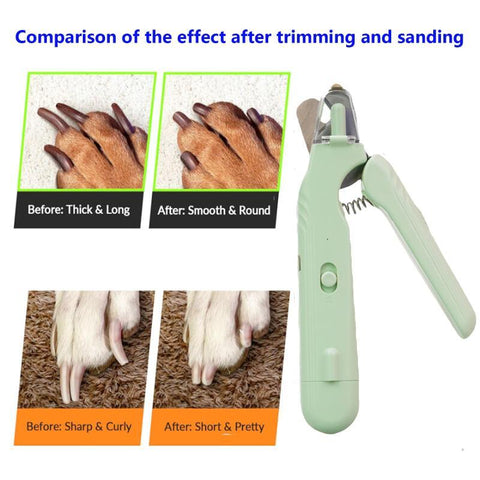 2 In 1 Pet Nail Clippers With Led Light Multifunction Trimmer