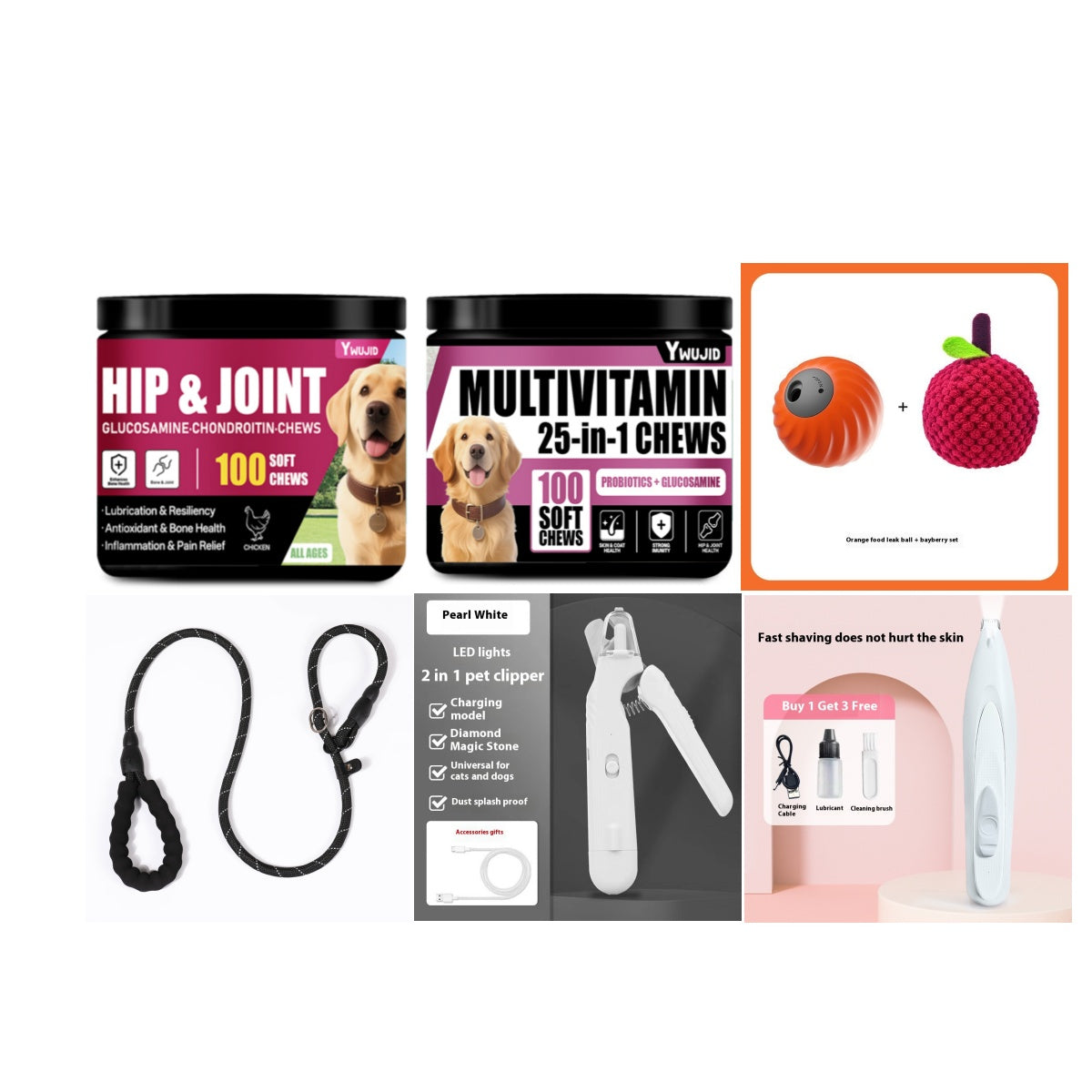 2 In 1 Pet Nail Clippers With Led Light Multifunction Trimmer